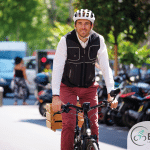 Person wearing B'Safe cyclist safety vest