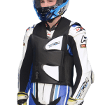 Bike rider showing the GP Air Track safety vest's front view