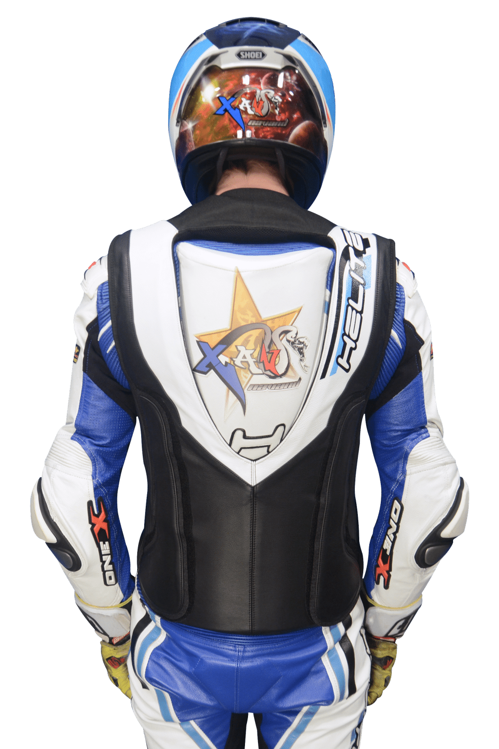 Bike rider showing the GP Air Track safety vest's back view