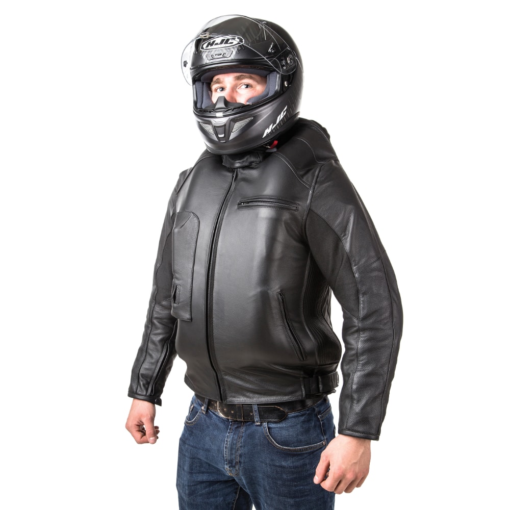 Helite Roadster Mens Leather Air Jacket Front Inflated