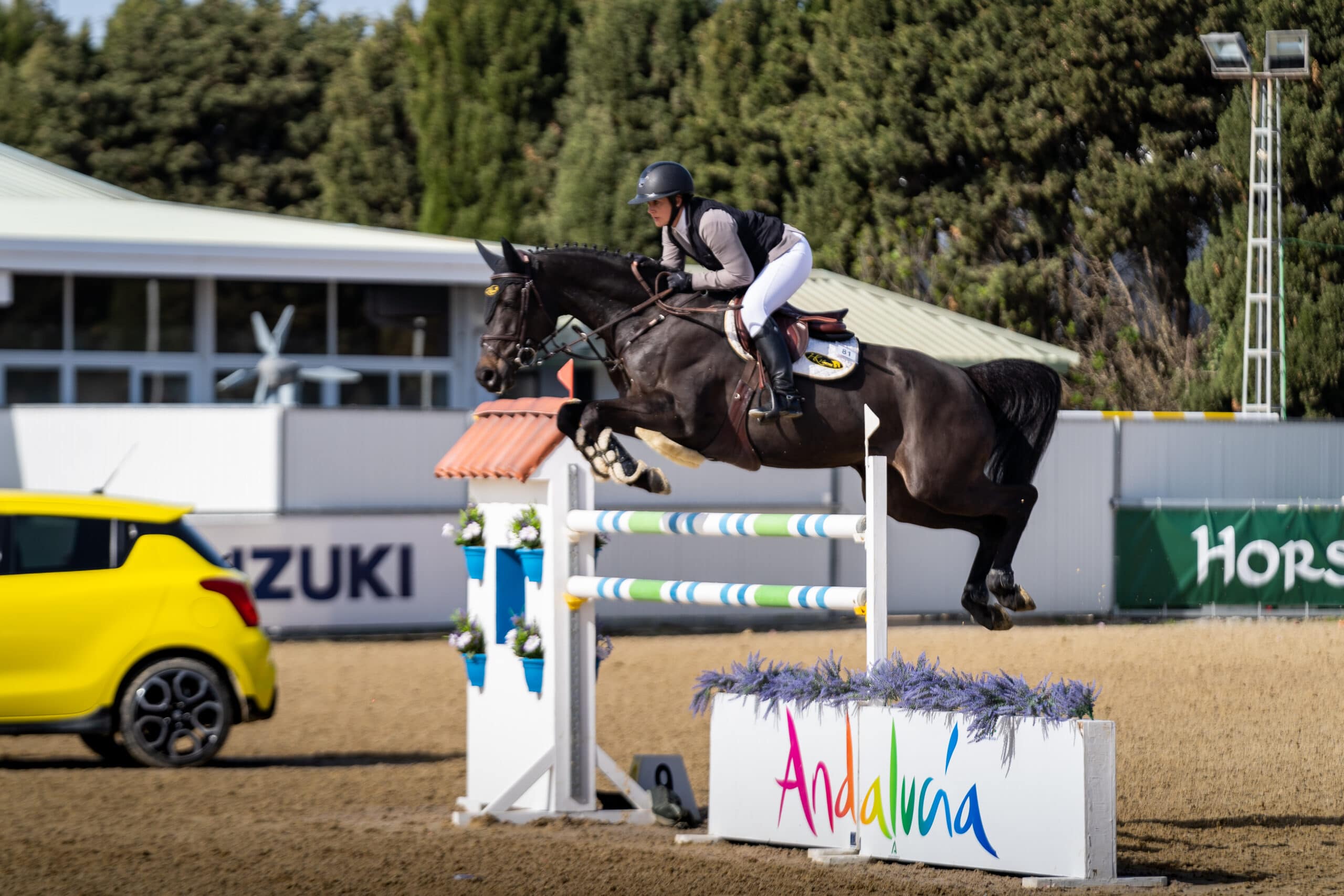 Morgan Kent Show Jumping Using the helite zip'in 2 Airbag safety vest
