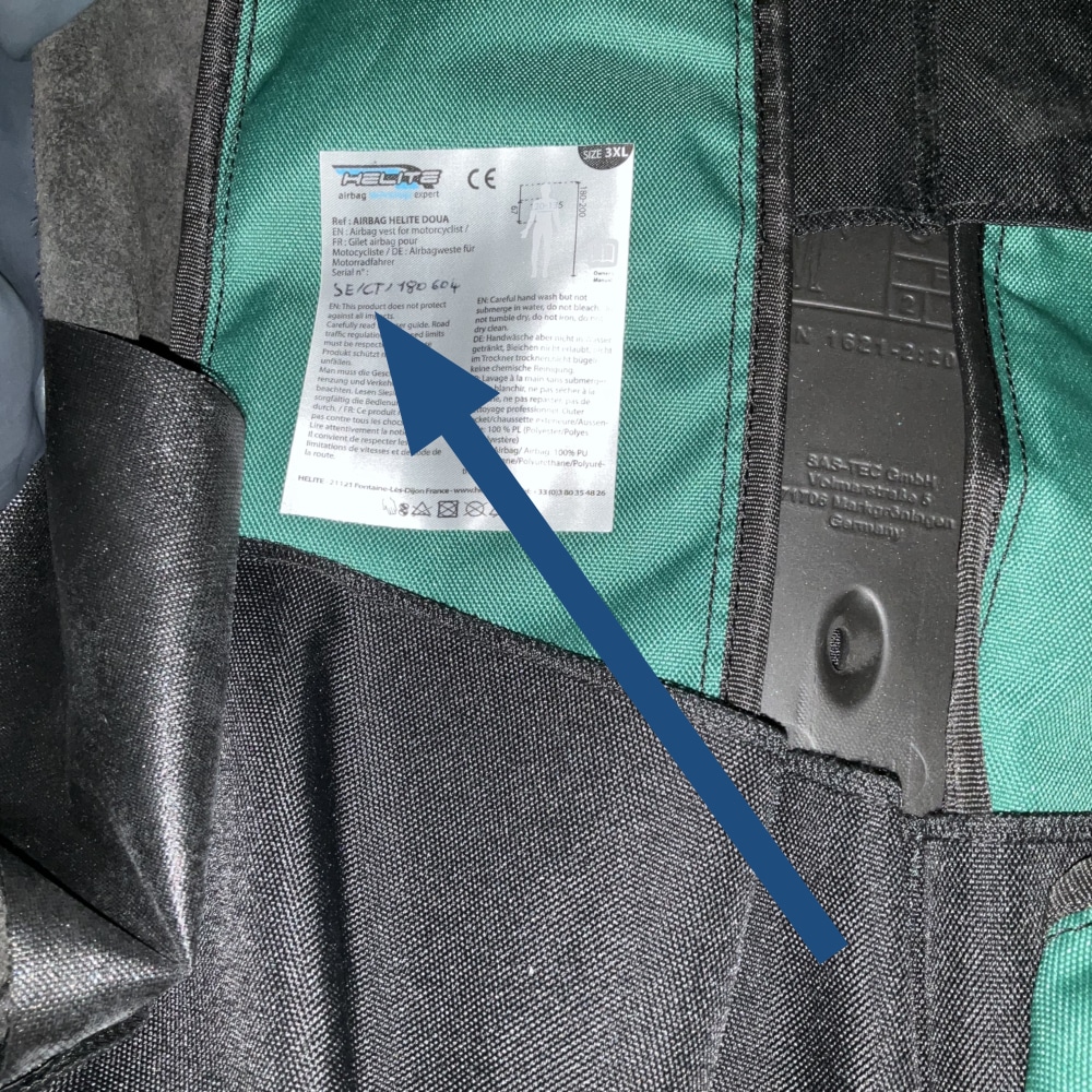Custom vest label location with serial number